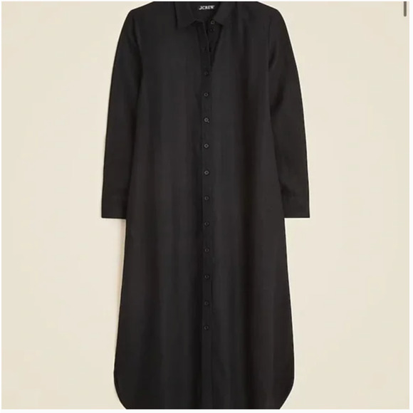 J Crew Linen Shirt Dress 2X XXL Black NWT CL644 J.Crew Resort Travel Cruise Midi - Picture 7 of 8